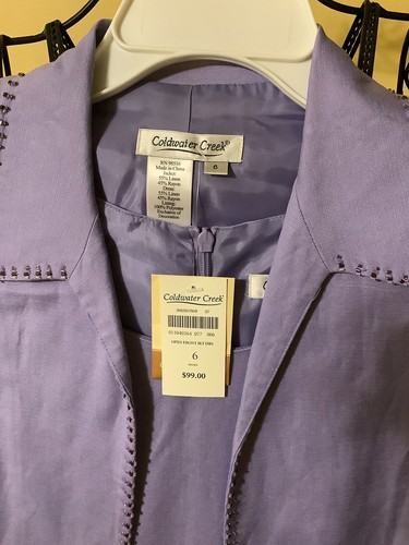 Coldwater Creek 2pc Jacket Dress Purple Linen Blend sz 6 NWT - Picture 2 of 7