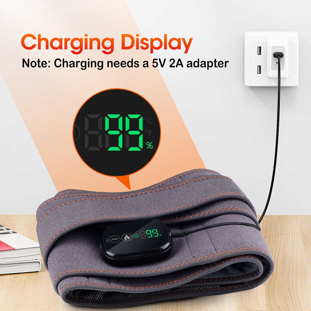 Lumbar Massager, Heated Waist Belt Wrap, Lower Back Massager with Heat Vibration