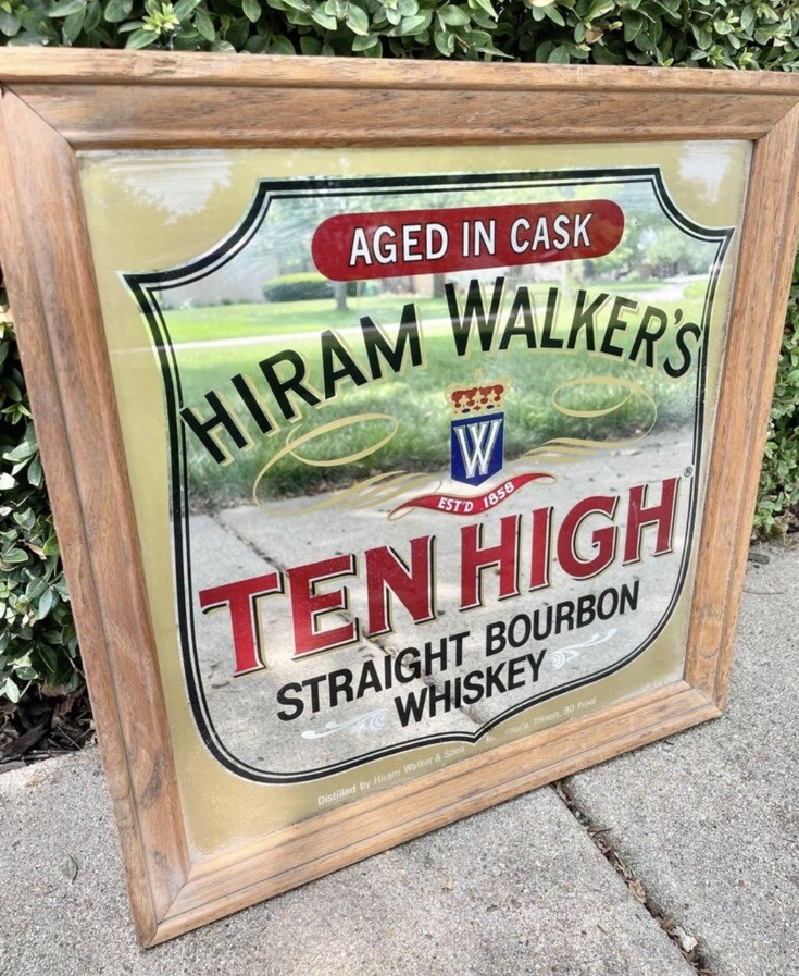 Vintage Hiram Walkers Ten High Straight Bourbon Whiskey Aged in