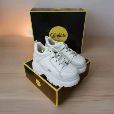 Buffalo London Cow Leather 1339-14 white blanco soft NEW Uk size EU  39 Ts UK