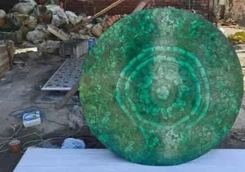 Tavolino da caffè 24" rotondo casuale estremità pietra malachite piano ingresso scrivania deco - Foto 5 di 6