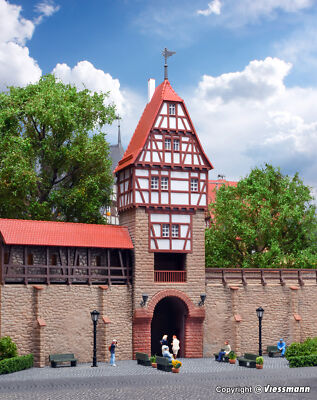 Kibri H0 38914 - Stadtmauer mit Fachwerkturm in Weil Bausatz Neuware