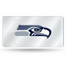 seattle seahawks nfl football team logo silver laser license plate made in usa