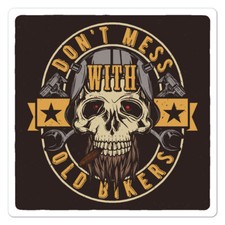 Old Bikers Skull, Vinyl Decal Sticker, Indoor Outdoor, 3 Sizes, 9566