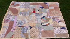 Vintage Patchwork Quilt/Bedspread Hand Tied 68 x 88 Vintage Fabric-Dated 1941