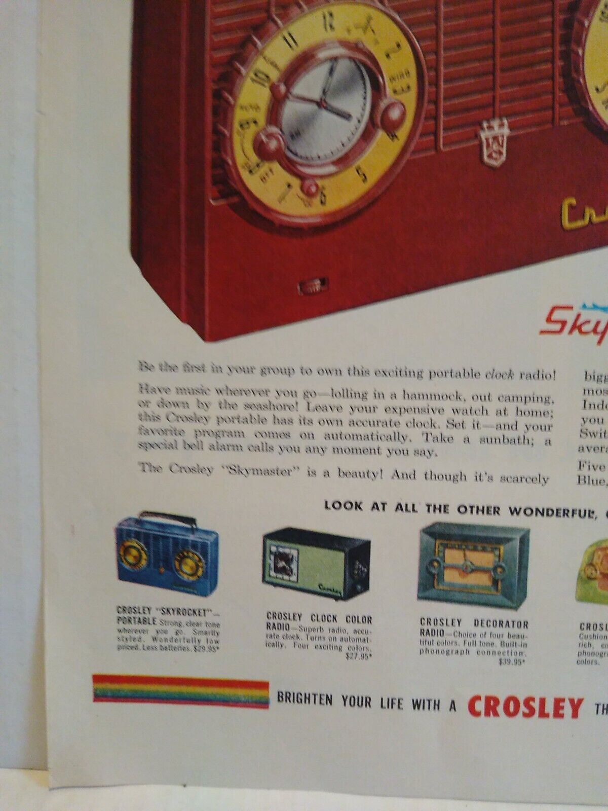 Crosley Skymaster Radio Vintage 1953 Ad Magazine Print Douglas Aircraft