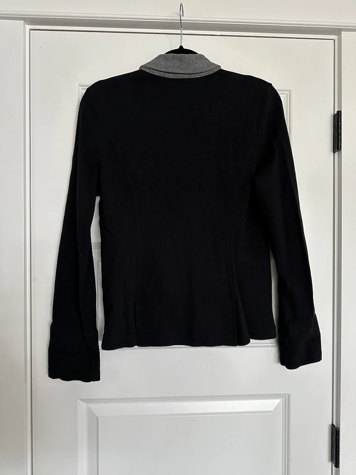 Blazer Caslon Mujer 100% Algodón Tejido Negro Gris Bolsillos con Solapa Talla M V08 Foto 2 de 4