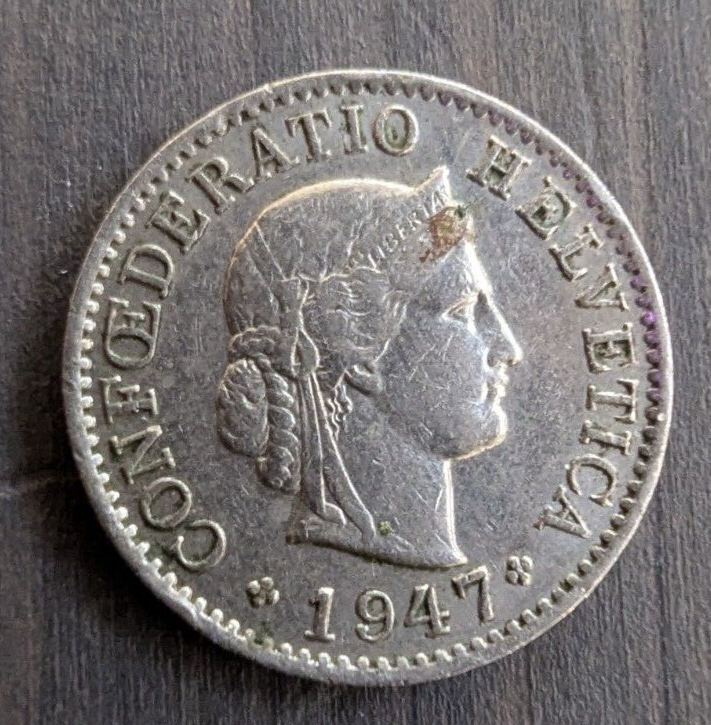 1947 Switzerland - 5 Rappen - Confoederatio Helvetica - World Coin