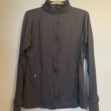 Spanx Active Contour Jacket Black Slim Full Zip Athletic Running Work Out Size M