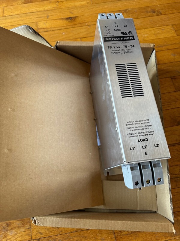 SCHAFFNER FILTER, EMC/RFI FN258-75-34, 75A/37Kw, NEW FILTER IN BOX, GREAT DEAL!!