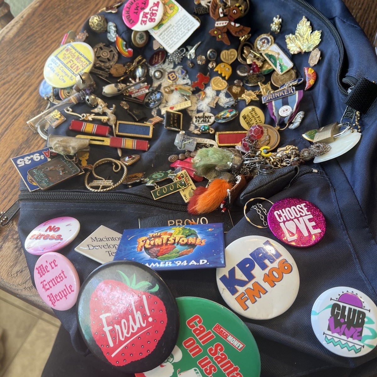 Backpack with enamel pins what main image 4