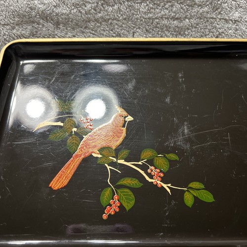 OTAGIRI TRAY CARDINAL RED BERRIES VINTAGE JAPAN GIBSON GREETING CARDS GOLD - Picture 7 of 7