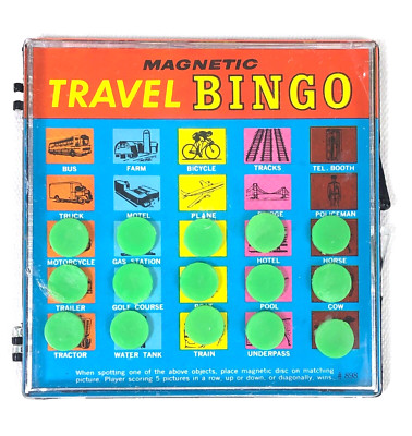Vintage Magnetic Travel Bingo #898 Cathay Hong Kong in Case w 15 Markers