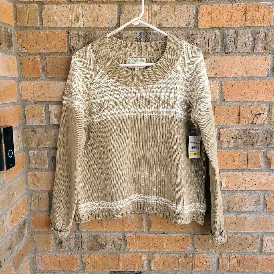 Suéter grueso para mujer Debbie Morgan manga larga lentejuelas tostado talla M Foto 2 de 4