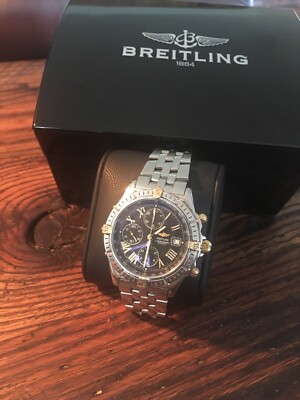 Breitling B13055 Polished Stnlss Steel Crosswind Watch MENS W/ Box Beautiful!!!