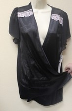 3 piece set Linea Donatella Chemise babydoll nightie Thong black medium m robe
