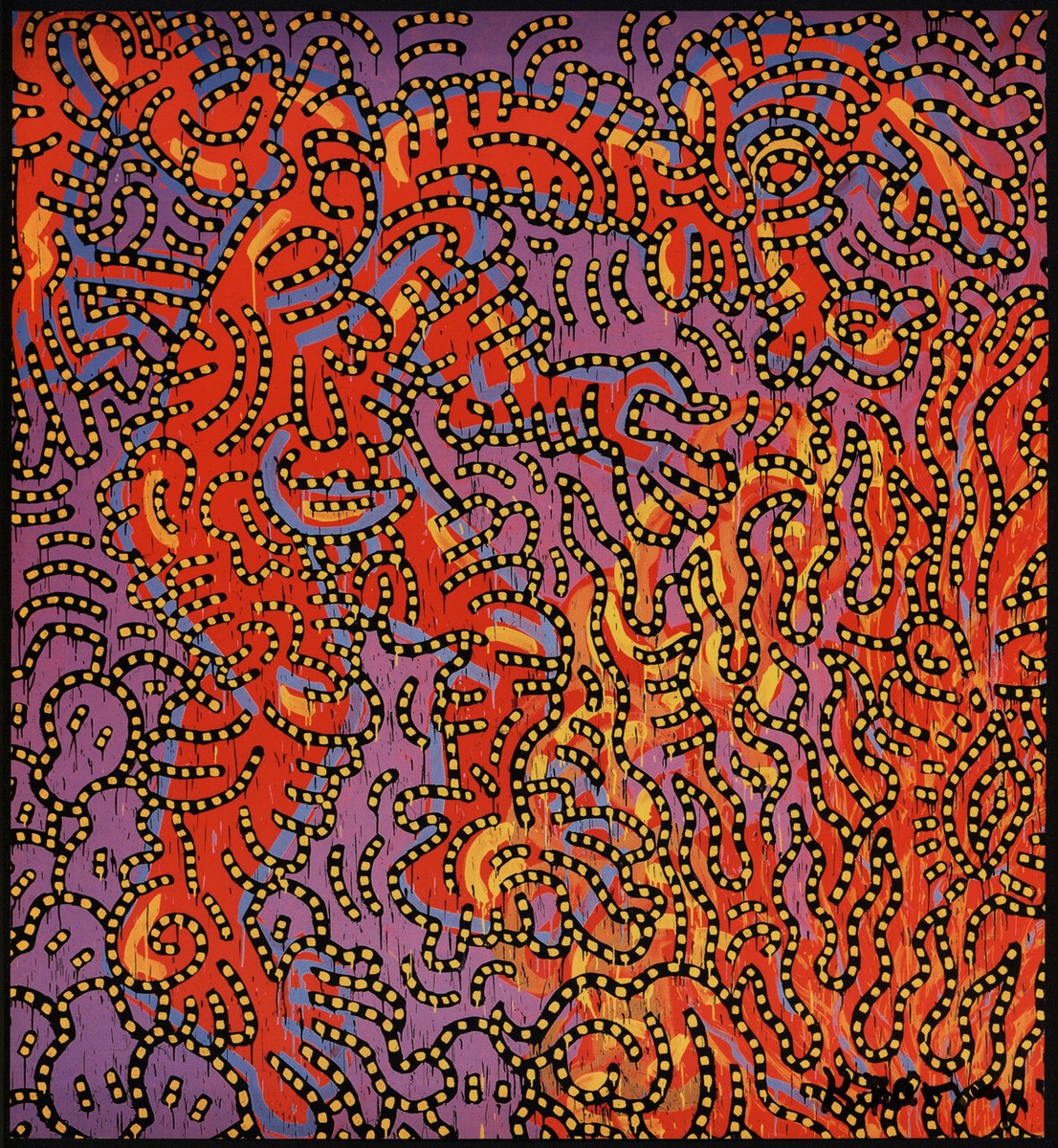 Hand Signed by Keith Haring, “No title” (Red with color) Special