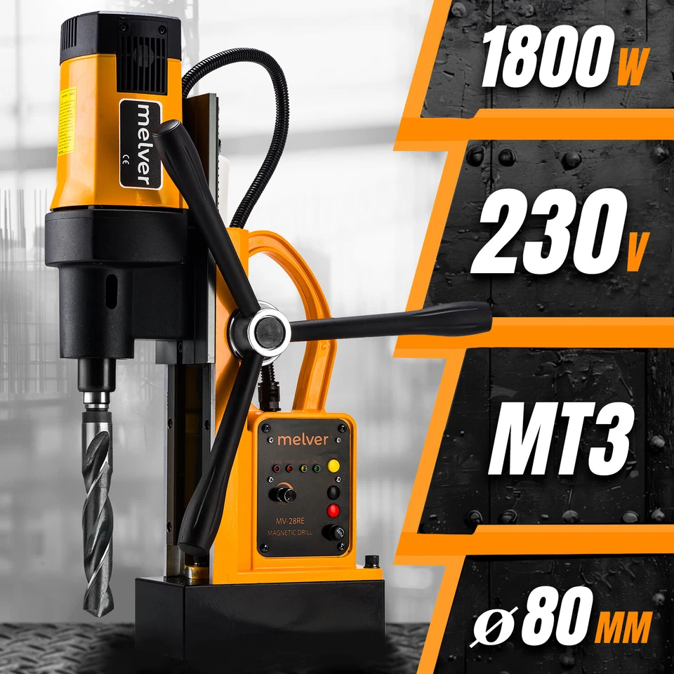 Magnetic Drilling 1800W Mag Drill Heavy-Duty 230V Tapping 80mm MELVER - Image 2 of 4
