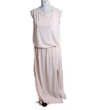 C.O.Z.Y Dress Maxi Light Pink Jersey Dress Sleeveless Pockets Slit NWT Women's 8