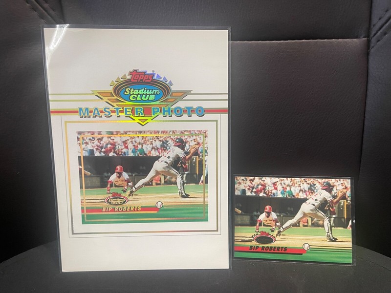 5 x 7 1993 Topps Stadium Club Master Photo Bip Roberts #30 & Base Card #30 Reds