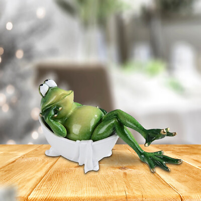 7.5''W Frog in Bath Tub Figurine Ornament Home Decor Unique Gift