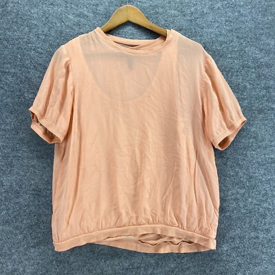 BCBGMaxazria Blouse Women M  Pink Crew Neck Short Sleeve Pullover Top