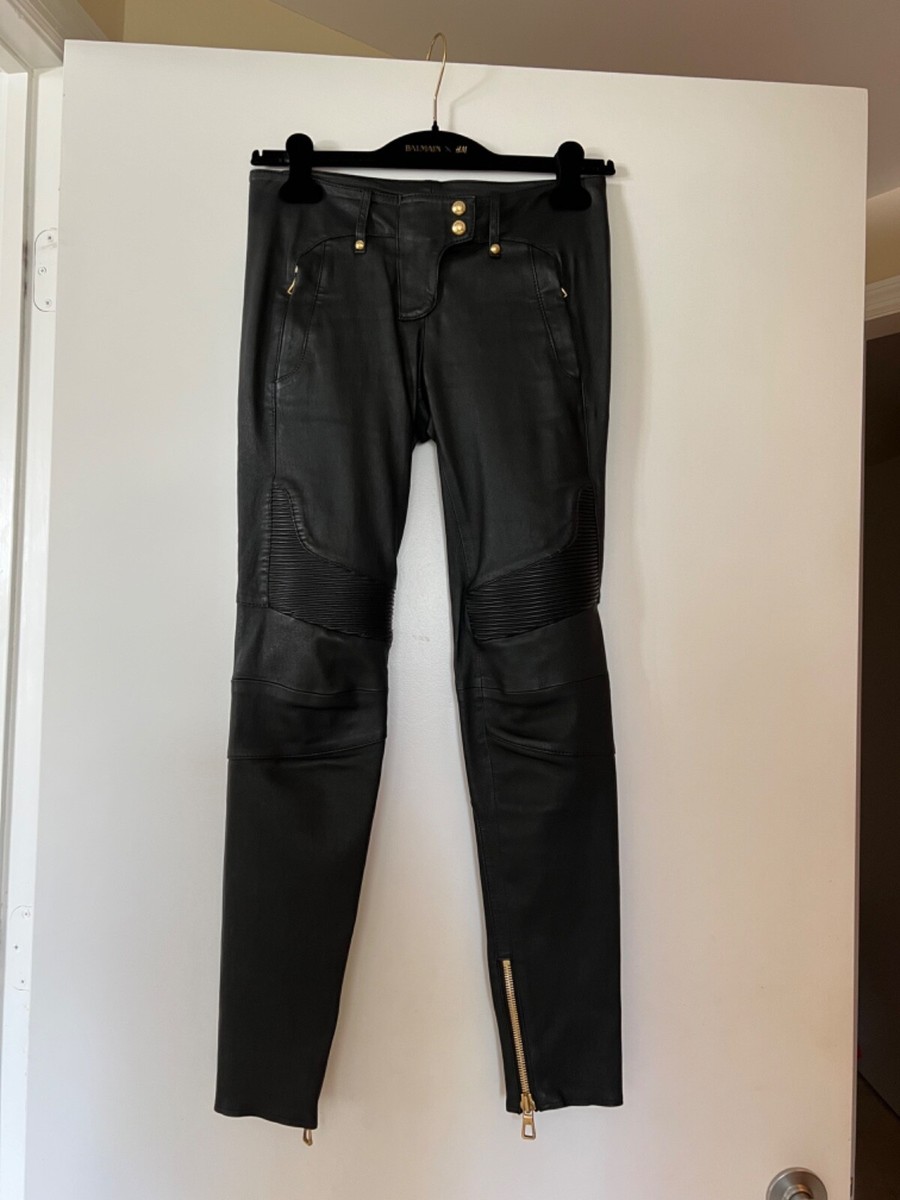 【関税込み】Balmain ブラック スキニー レギンス Balmain x HM Black NAPPA Leather Pants skinny Jeans Size 4