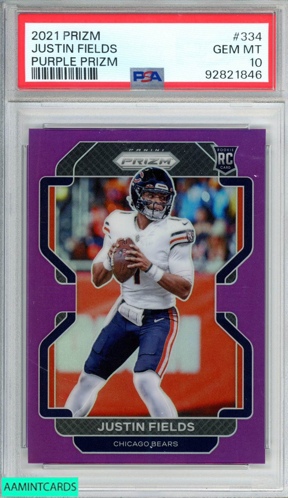 2021 PANINI PRIZM JUSTIN FIELDS #334 PURPLE PRIZM 18 OF 125 ROOKIE RC PSA 10