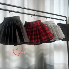 1/6 1/4 1/3 SID EID BJD Doll Clothes Pleated Skirt Black Tartan Houndstooth Gray