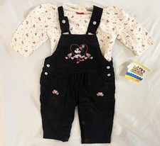 Vintage Disney Babies Minnie Mouse Corduroy Overall Romper Set 6-9M NWT