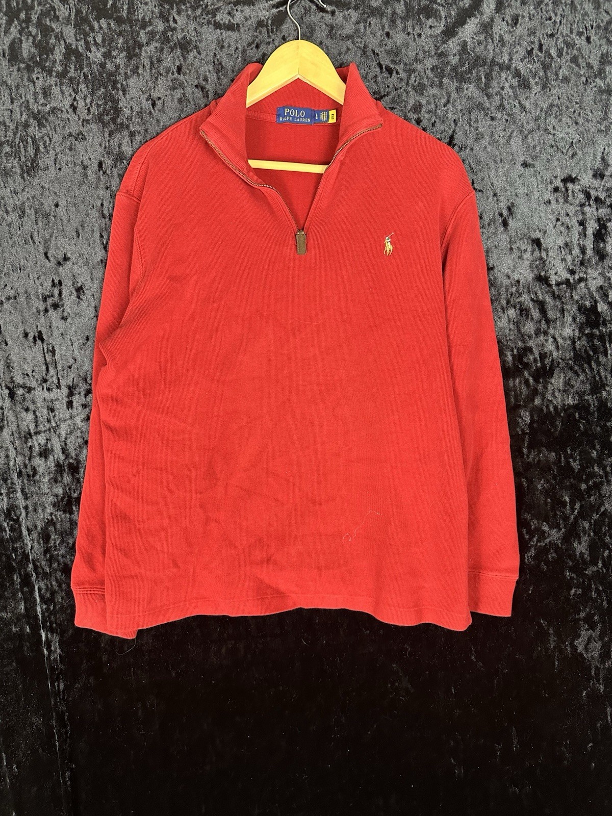 Maglione Ralph Lauren uomo L rosso pony 1 4 zip pullover felpa