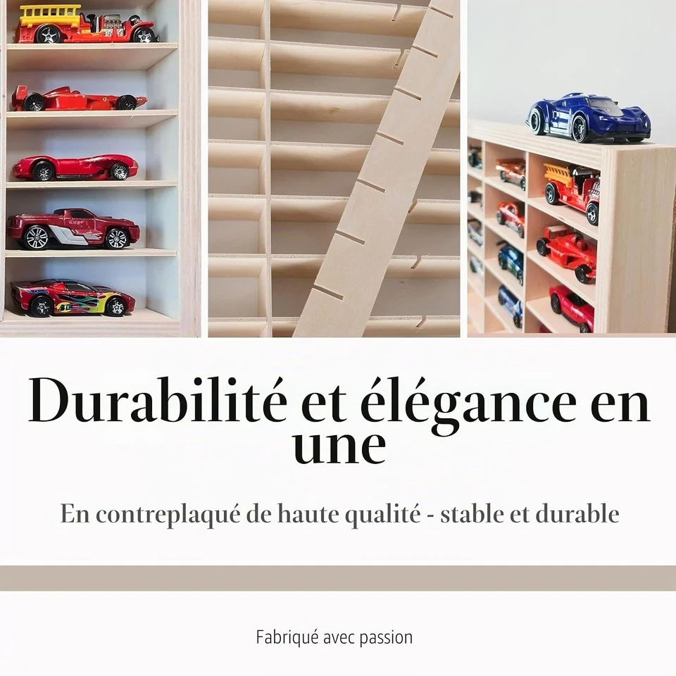 KRUZZEL Étagère en bois 80 compartiments pour voitures jouets - Vitrine murale - Photo 4/4