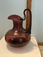 Blenko Glass Amethyst Optic Pitcher Wayne Husted Design Rare