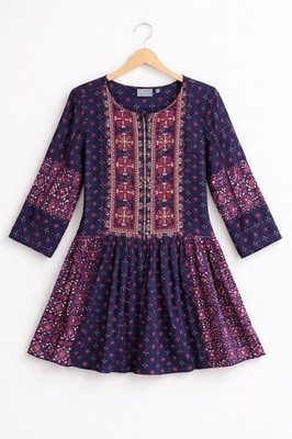 Anthropologie Vanessa Virginia Kaleidoscope Embroidered Silver Beaded Dress S
