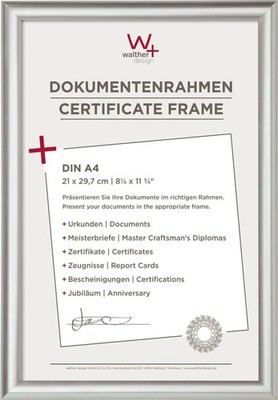 Urkunden-Bilderrahmen Trendstyle A4 silber