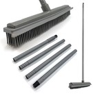 (B) Rubber Broom with 120cm Multi-Section Metal Handle, 31cm Wide Grey