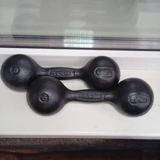 Vintage Soviet Cast Iron Dumbbells 6 kg Each (12 kg Set) • USSR Progress
