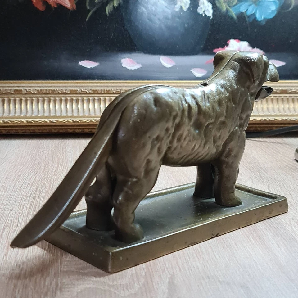 Antique Nut Cracker Saint Bernard Heavy Cast Bronze Statue - Image 3 of 4