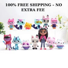 13Pcs/Set PVC Gabby Dollhouse Figure Toy Mercat Cartoon Stuffed Animals Smiling