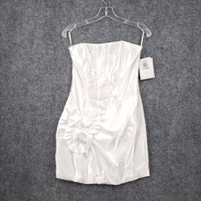 NEW Jessica McClintock For Gunne Sax Dress Womens 5 White Satin Prom Formal Mini
