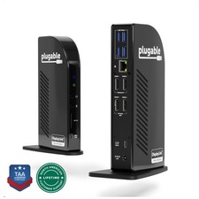 Plugable USB-C Docking Station for 4 Monitor Setup, 96W-TAA Compliant