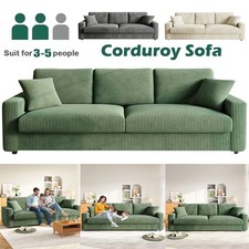 4 Seater Corduroy Sofa Jumbo Cord Modern Sofa Couch Seats with 2 Pillows Soft