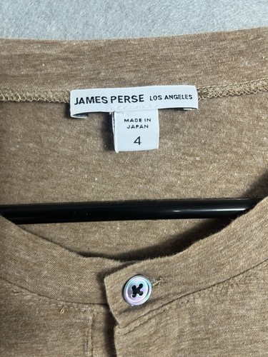 James Perse Henley Hemd 4 / Large Herren Braun Langarm 100% Baumwolle Freizeit - Bild 4 von 11