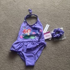 Disney Ariel Little Mermaid One-piece swimsuit  Scrunchie - NWT
