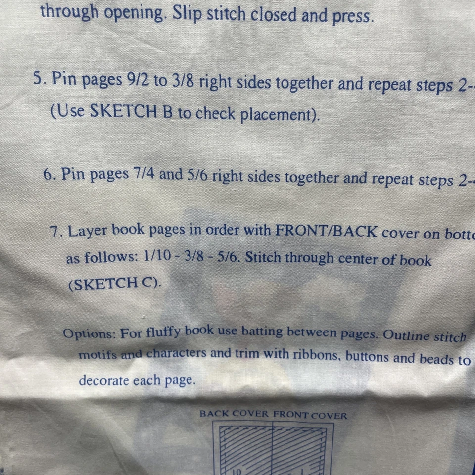1997 Fabric Traditions Mother Goose Nursery Rhymes Book Cut and Sew Panel 8"x10" - Image 3 of 4