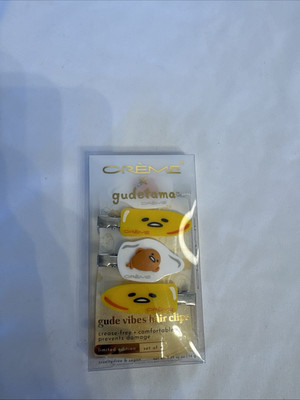 Creme x Gudetama Hair Clip Set of 4 Gude Vibes Limited Edition Sanrio Brand New