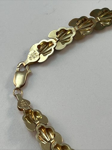 Vintage T&C 10K Yellow & Rose Gold 7 3/8" Puffy Link Bracelet 4.3 Grams - Picture 9 of 15