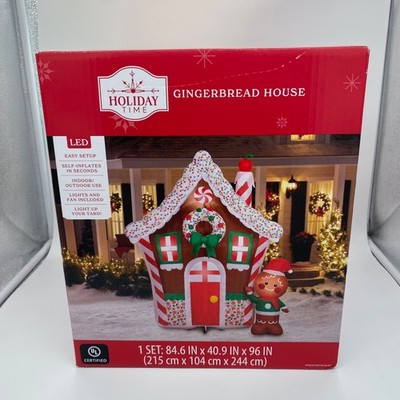 Gemmy Holiday Time Gingerbread House Christmas Inflatable 8 FT Outdoor/Indoor