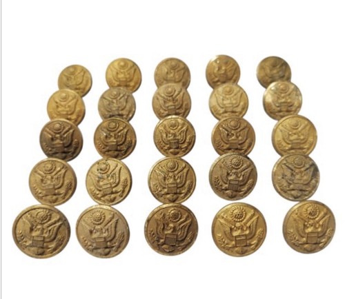 Lot of 25 Vintage US Army Great Seal Buttons Waterbury Button Co CT Brass