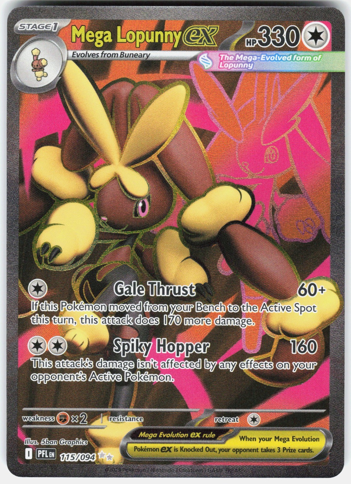 Mega Lopunny ex Holo Ultra Rare ME02: Phantasmal Flames 115/094 NM